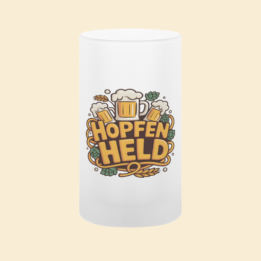 HOPFENHELD Glas-Bierkrug satiniert